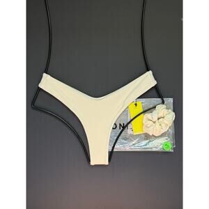 OneOne Swimwear Heidi Cheeky Bikini Bottom - Ivory Ribbed - NWT